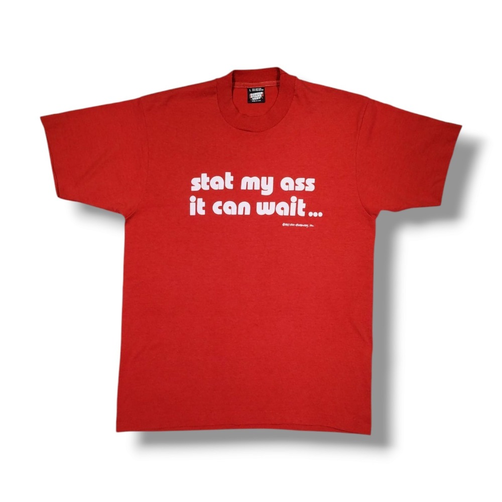 Vintage INT. APOTHECARY, INC Humor Single Stitch Screen Stars Red T-Shirt Size L
